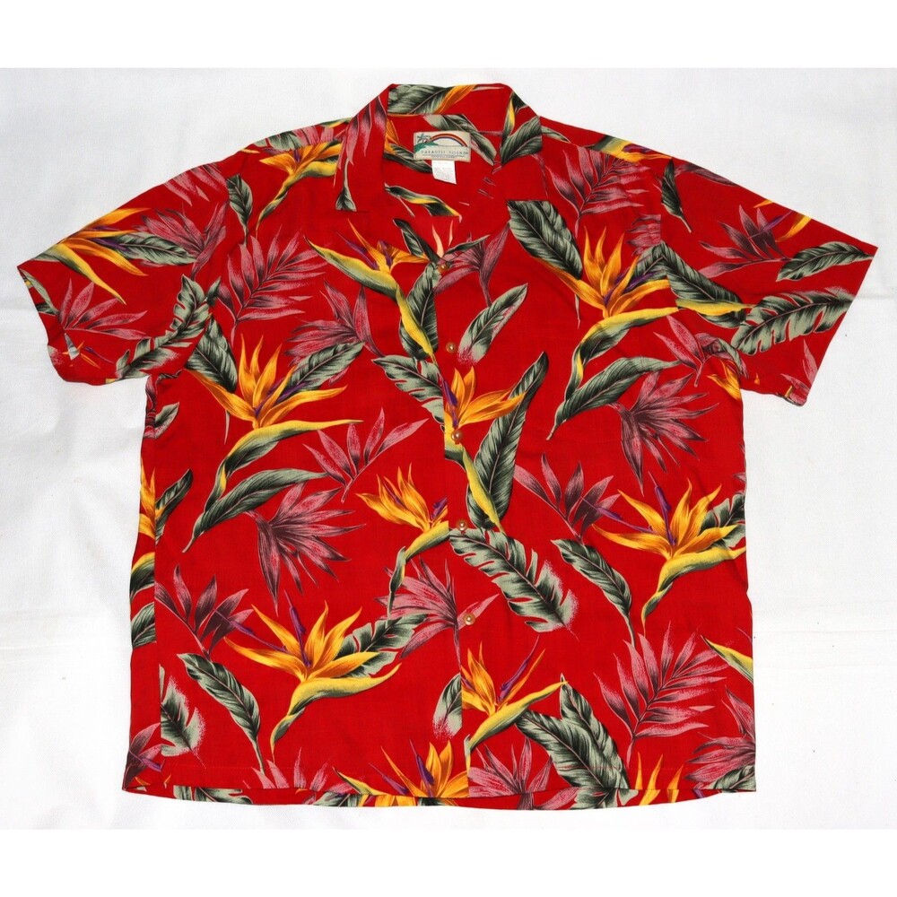 Paradise Found Men's Hawaiian‎ All Over Floral Aloha Honolulu Shirt Size Large